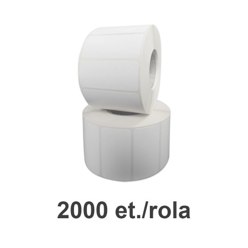 Role de etichete plastic albe 50x25mm fi.76 mm 2000 et./rola