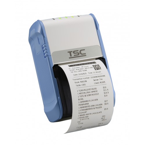 Imprimanta mobila de etichete TSC Alpha-2R 203DPI Bluetooth USB alb/albastra